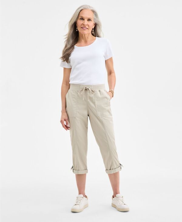 【送料無料】 スタイルアンドコー レディース カジュアルパンツ ボトムス Petite D-Ring Capri Pants Stone Wall｜ReVida 店
