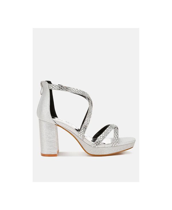 【貨物輸送無料】 ロンドンラグ レディース サンダル シューズ Womens Infatuated Rhinestones Embellished Strappy Sandals Silver