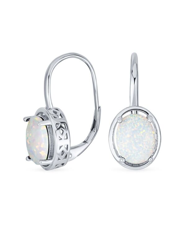【送料無料】 ブリング レディース ピアス・イヤリング アクセサリー Filigree Vintage Style Oval Created Opal .925 Sterling Silver Dangle Drop Earrings Lever Back White｜ReVida 店