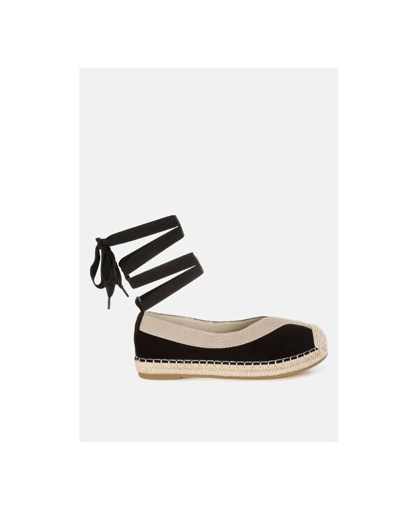【送料無料】 ロンドンラグ レディース サンダル シューズ Yalva Microfiber Detachable Lace Espadrilles Black