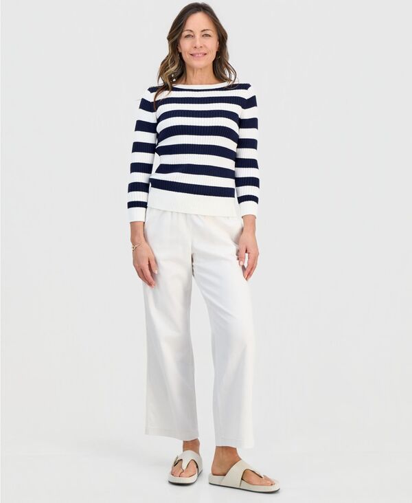 【送料無料】 スタイルアンドコー レディース カジュアルパンツ ボトムス Petite Twill-Tape Wide-Leg Pull-On Pants Shiitake