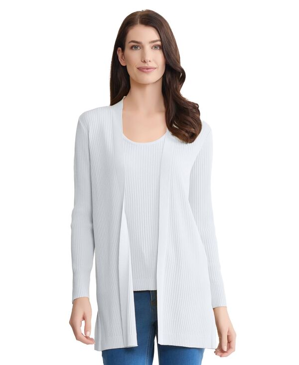 【貨物輸送無料】 ジョーンズニューヨーク州 レディース 編み物・プルオーバー アウター Women\u0027s Sutton Long-Sleeve Cardigan Natural White セーター-ニット・セーター