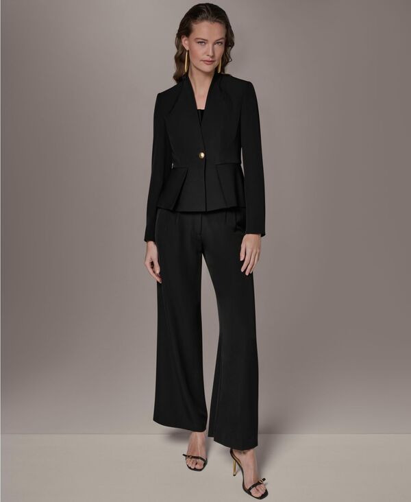 【送料無料】 ダナ キャラン ニューヨーク レディース ジャケット・ブルゾン アウター Petite Collarless One Button Jacket Black