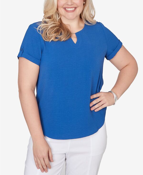 【送料無料】 アルフレッド ダナー レディース Tシャツ トップス Petite The Royal Treatment Solid Rolled Short-Sleeve T-Shirt Royal Blue