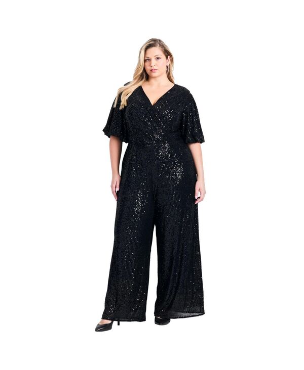 【送料無料】 アベニュー レディース カジュアルパンツ ボトムス Women Nada Sequin Puff Sleeve Jumpsuit Black
