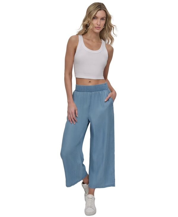 【貨物輸送無料】 ダナキャランニューヨーク レディース 心地好いズボン下 ボトムス Women\u0027s Pull-On Wide-Leg Ankle Pants Chambray レディースファッション-パンツ-ボトムス