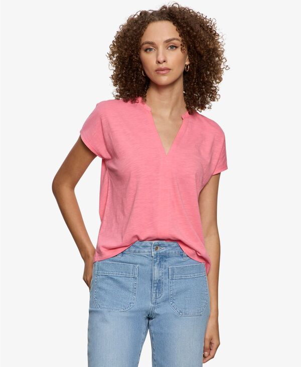 【送料無料】 サンクチュアリー レディース Tシャツ トップス Women's Notched Muscle T-Shirt Bloom Pink