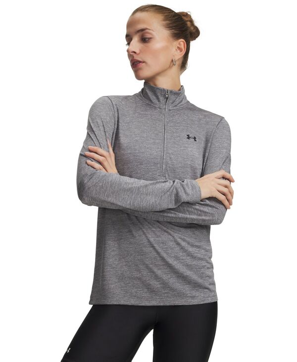 【送料無料】 アンダーアーマー レディース シャツ トップス Women's Twist Tech Quarter-Zip Logo Top Clay Green / Black