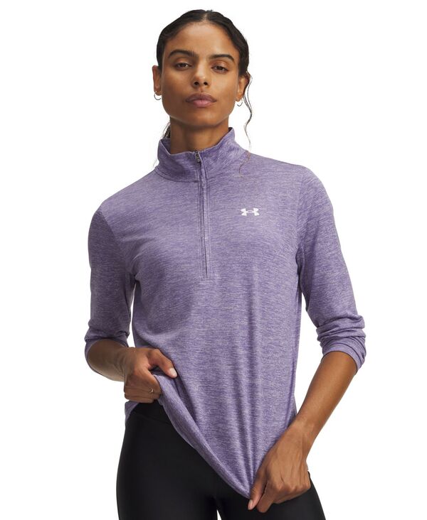 【送料無料】 アンダーアーマー レディース シャツ トップス Women's Twist Tech Quarter-Zip Logo Top Purple Luxe/White