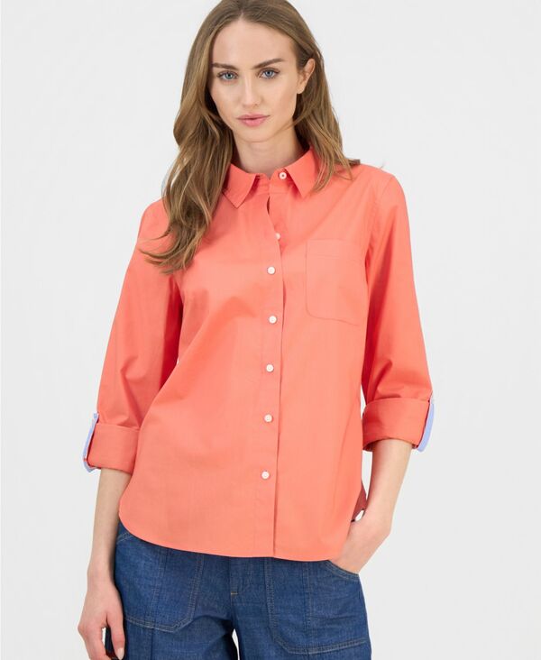 【送料無料】 ナウティカ レディース シャツ トップス Women Roll-Tab Button-Front Shirt Coralie