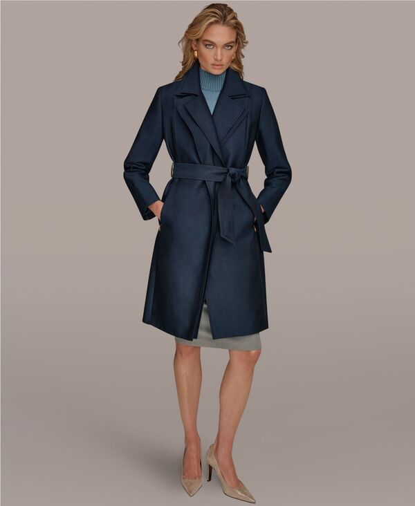 【送料無料】 ダナ キャラン ニューヨーク レディース ジャケット・ブルゾン アウター Women's Double-Collar Trench Coat Night Fall｜ReVida 店