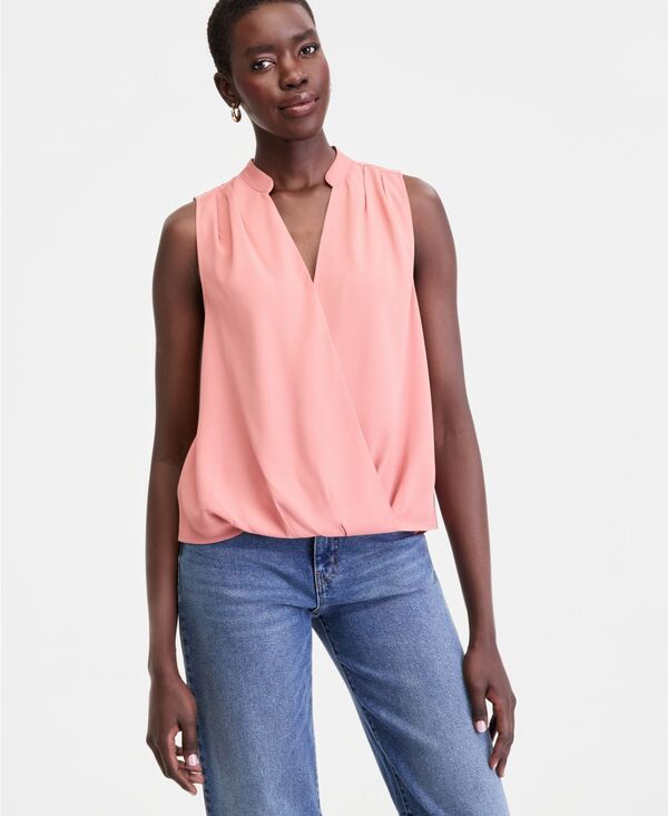 【送料無料】 アイ.エヌ.シー インターナショナル コンセプト レディース シャツ トップス Women's Sleeveless Faux Wrap Blouse Desert Sand Dun 8,736円