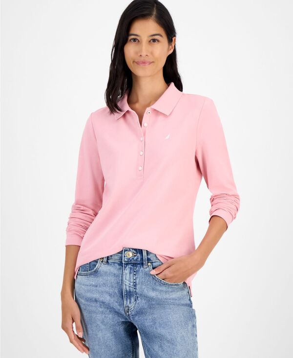 【送料無料】 ナウティカ レディース シャツ トップス Jeans Women's Long Sleeve Polo Shirt Bridal Rose