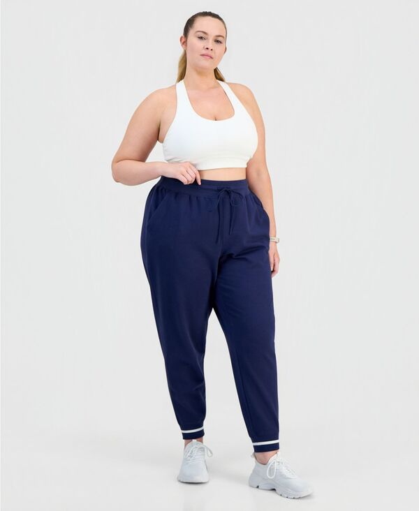【送料無料】 イデオロギー レディース カジュアルパンツ ボトムス Plus Size Ribbed Fleece Ankle Jogger Pants Indigo Sea