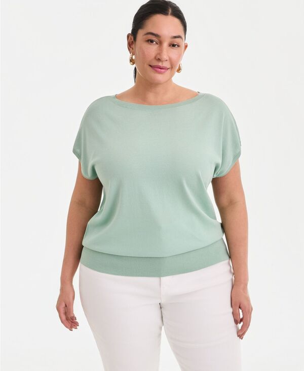 【送料無料】 アイ.エヌ.シー インターナショナル コンセプト レディース ニット・セーター アウター Plus Size Dolman-Sleeve Sweater Faded Moss Green