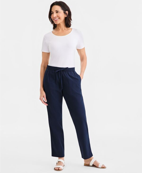 【送料無料】 スタイルアンドコー レディース カジュアルパンツ ボトムス Women's Twill Straight-Leg Pull-On Pants Industrial Blue|ReVida 店