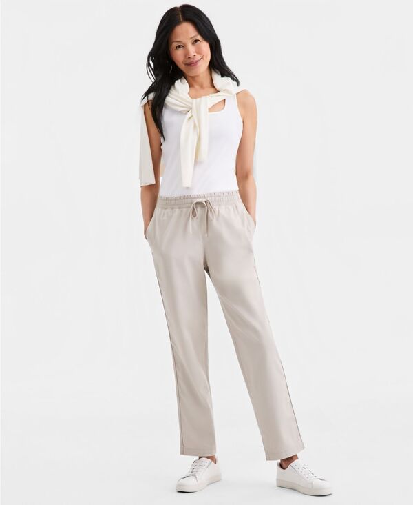 【送料無料】 スタイルアンドコー レディース カジュアルパンツ ボトムス Women's Twill Straight-Leg Pull-On Pants Stone Wall｜ReVida 店 14,425円