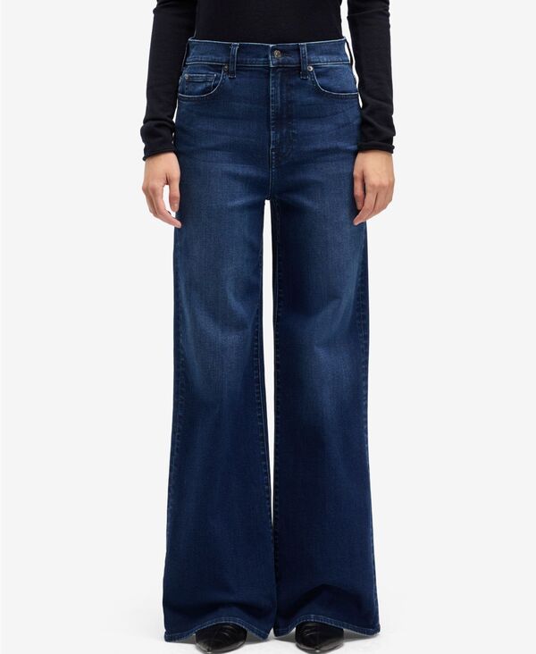 【送料無料】 セブンフォーオールマンカインド レディース デニムパンツ ボトムス Women Ultra High-Rise Wide Leg Jeans Dark Blue