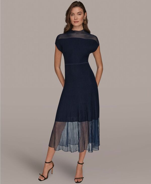 【送料無料】 ダナ キャラン ニューヨーク レディース ワンピース トップス Women's Mock Neck Midi Dress Nightfall
