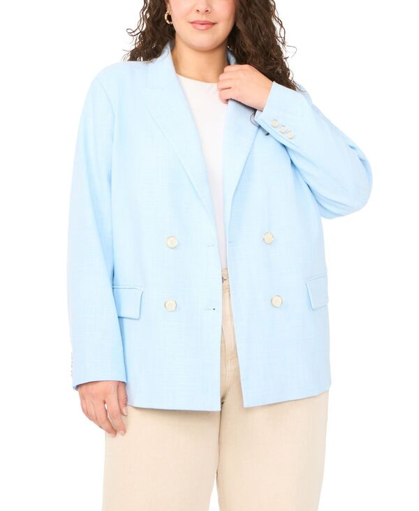 【送料無料】 ヴィンスカムート レディース ジャケット・ブルゾン ブレザー アウター Plus Size Double Breasted Flap Pocket Blazer Sky