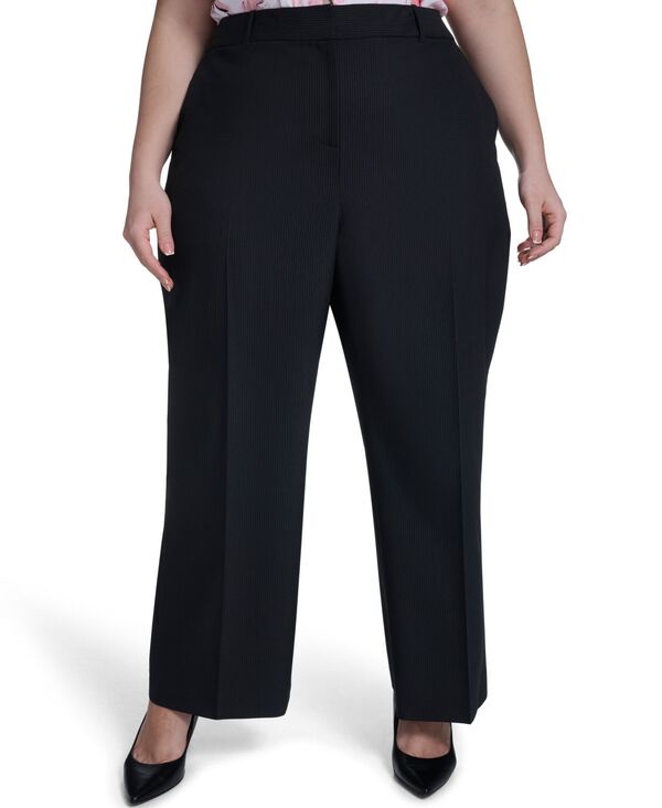 【送料無料】 カルバンクライン レディース カジュアルパンツ ボトムス Plus Size Stripe Wide-Leg Pants Black