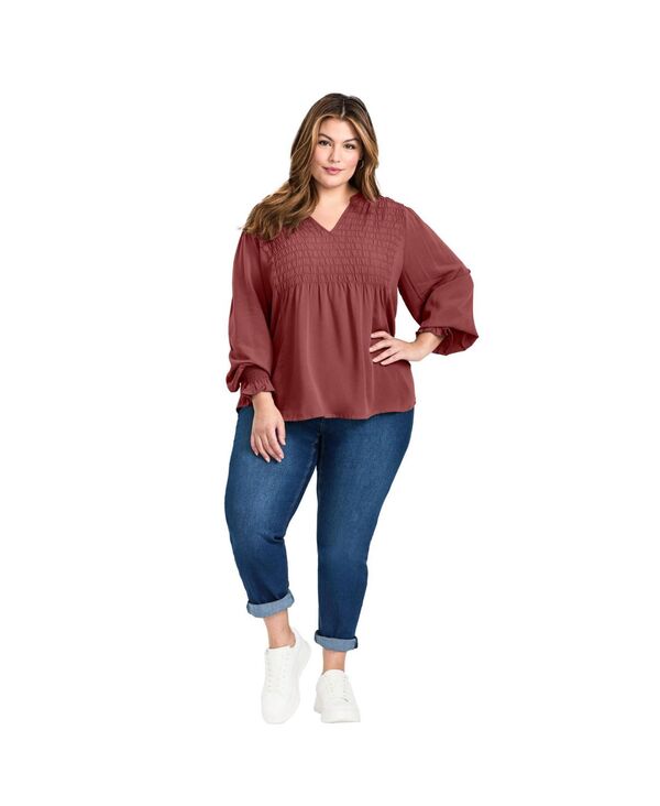 【送料無料】 アベニュー レディース シャツ トップス Women's Marcie Shirred Detail Blouse Tops Rust