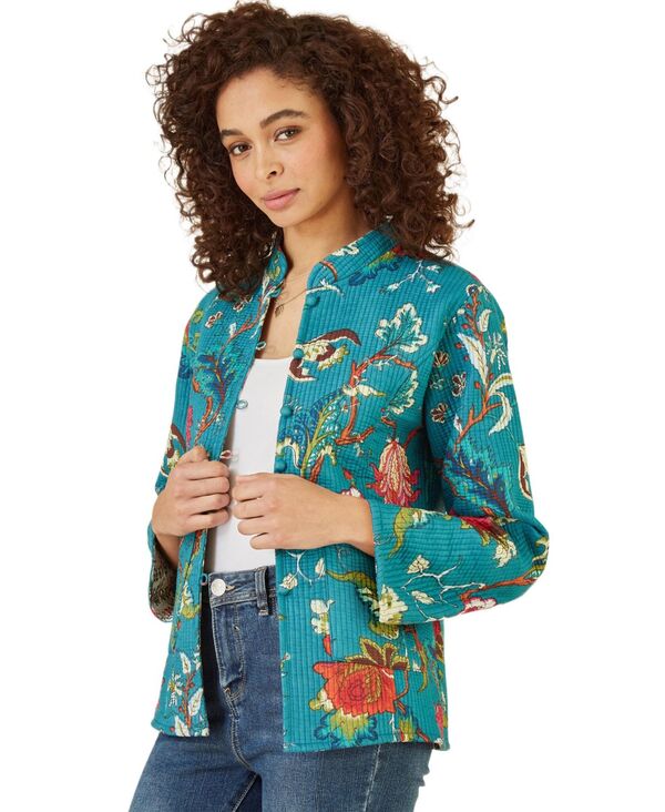【送料無料】 ユミキム レディース ジャケット・ブルゾン アウター Women's Floral Reversible Cotton Quilted Jacket Teal