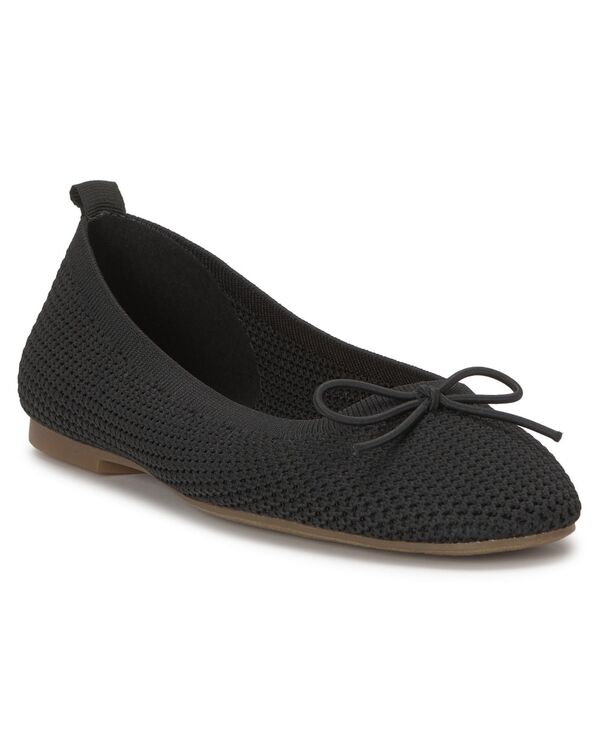 【送料無料】 ラッキーブランド レディース スリッポン・ローファー シューズ Women's Taneric Bow Slip-On Ballet Flats Black Knit
