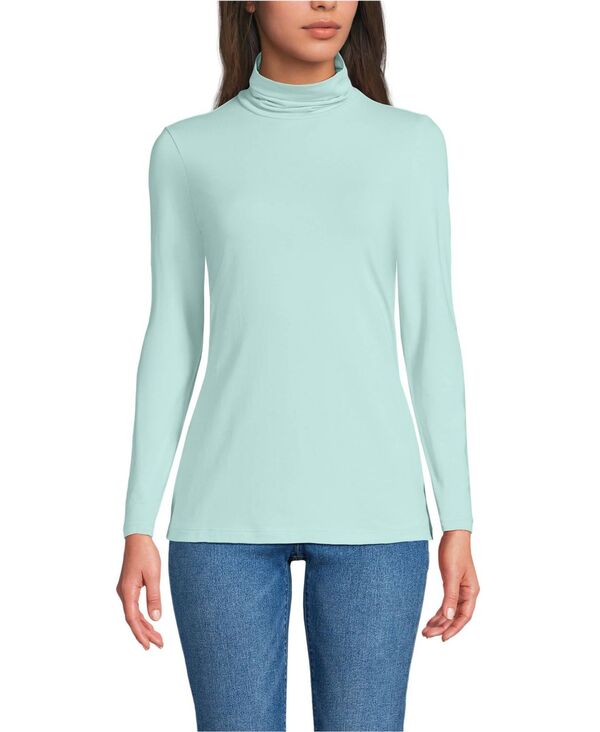 【送料無料】 ランズエンド レディース Tシャツ トップス Women's Tall Lightweight Jersey Long Sleeve Turtleneck T-shirt Pale sky