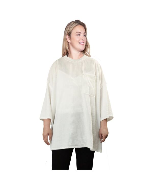【送料無料】 スタンダーズ アンド プラクティス レディース シャツ トップス Plus Size Drop Shoulder Crew Neck Tops Off white