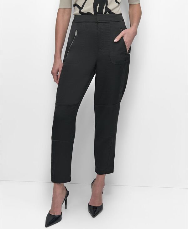 【送料無料】 ダナ キャラン ニューヨーク レディース カジュアルパンツ ボトムス Women's Elastic Waist-Back Zipper Trousers Black