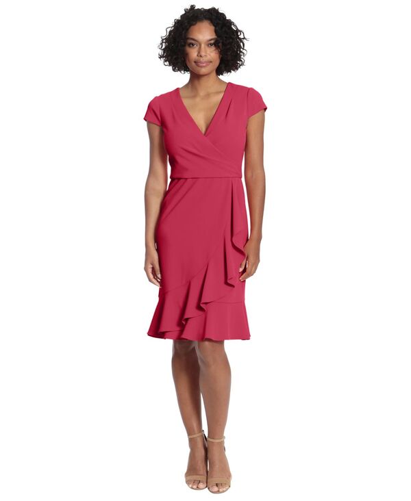 【送料無料】 ロンドンタイムス レディース ワンピース トップス Women's Faux-Wrap Ruffle-Trim Dress Cherries Jubilee