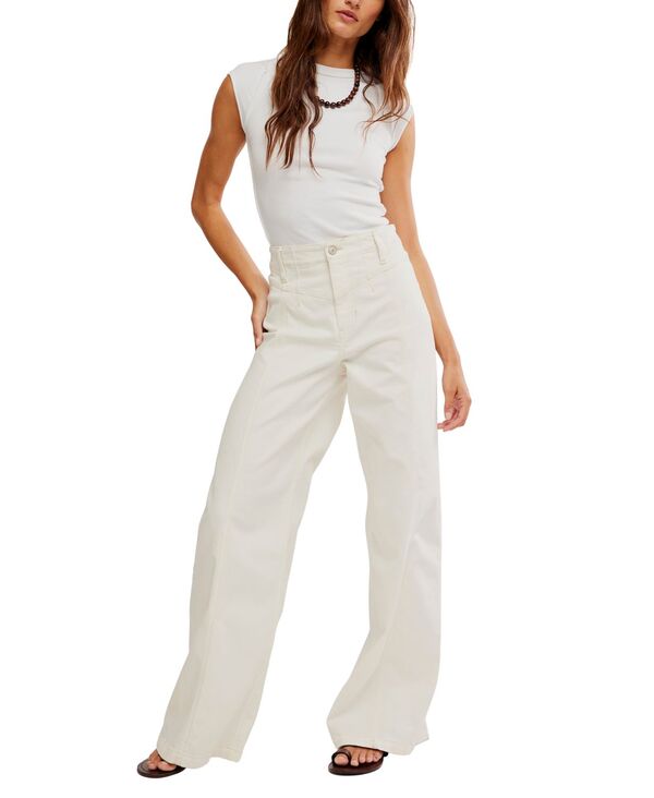 【送料無料】 フリーピープル レディース デニムパンツ ボトムス Women's Libre Front-Seam Wide-Leg Jeans Island Lights