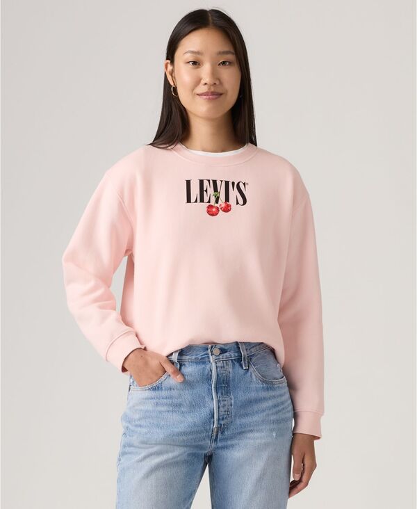 【送料無料】 リーバイス レディース デニムパンツ ボトムス Women's Graphic Everyday Crew Neck Sweatshirt Cherries Crystal Pink｜ReVida 店