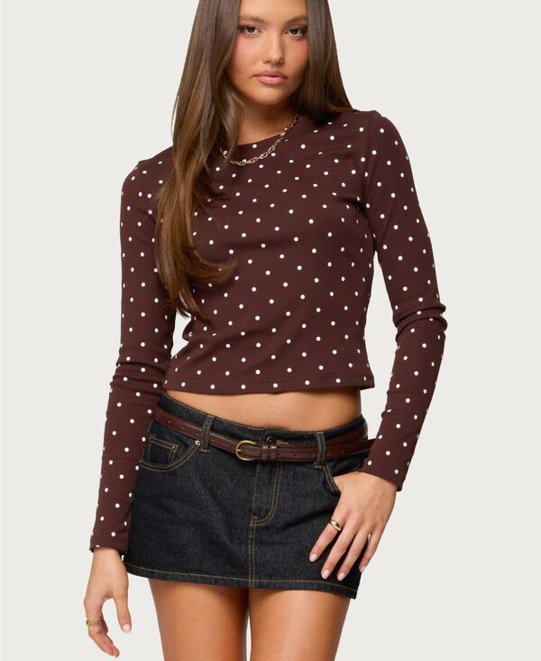 【送料無料】 アディクテッド レディース シャツ トップス Women's Daliya Polka Dot Long Sleeve Top Brown