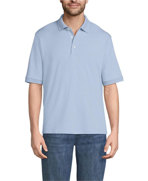 【送料無料】 ランズエンド メンズ ポロシャツ トップス Big & Tall Short Sleeve Cotton Supima Polo Shirt Light pool blue heather｜ReVida 店