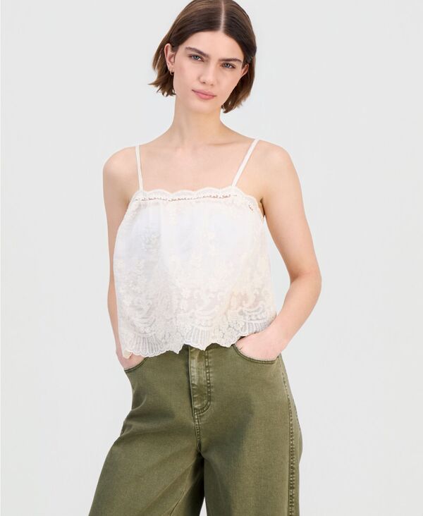 【送料無料】 アンドノウディス レディース タンクトップ トップス Women's Embroidered Lace Tank Top Pearl