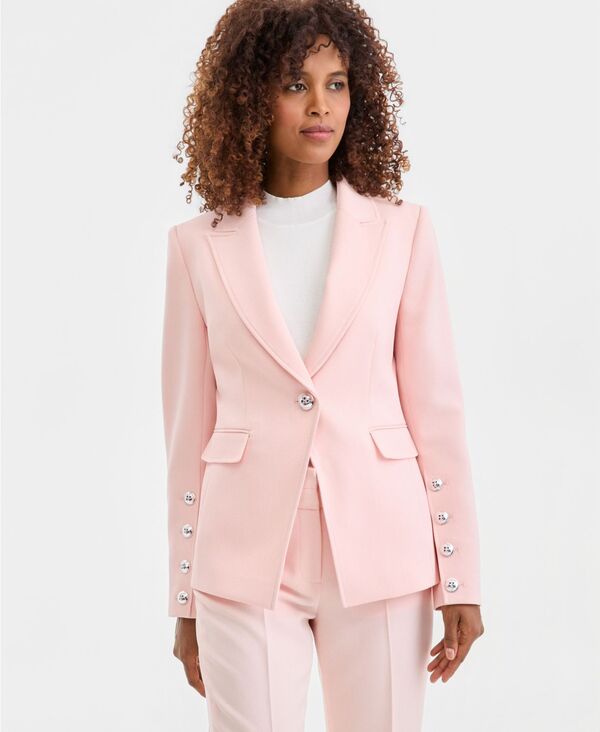 【送料無料】 タハリエーエスエル レディース ジャケット・ブルゾン ブレザー アウター Women's Twill One-Button Peak-Lapel Blazer Slipper Pink