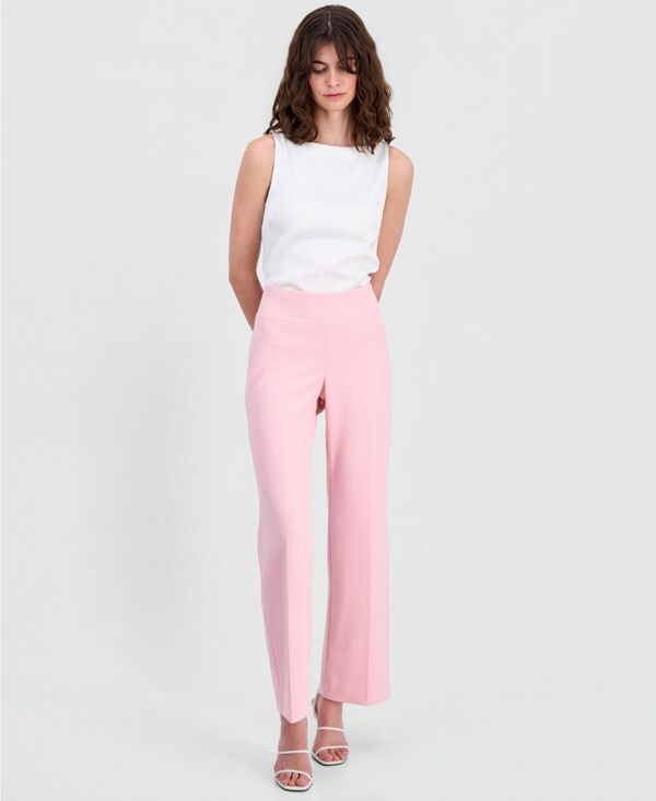 【送料無料】 アンクライン レディース カジュアルパンツ ボトムス Women's High-Rise Wide-Leg Pull On Pants Rose Water|ReVida 店