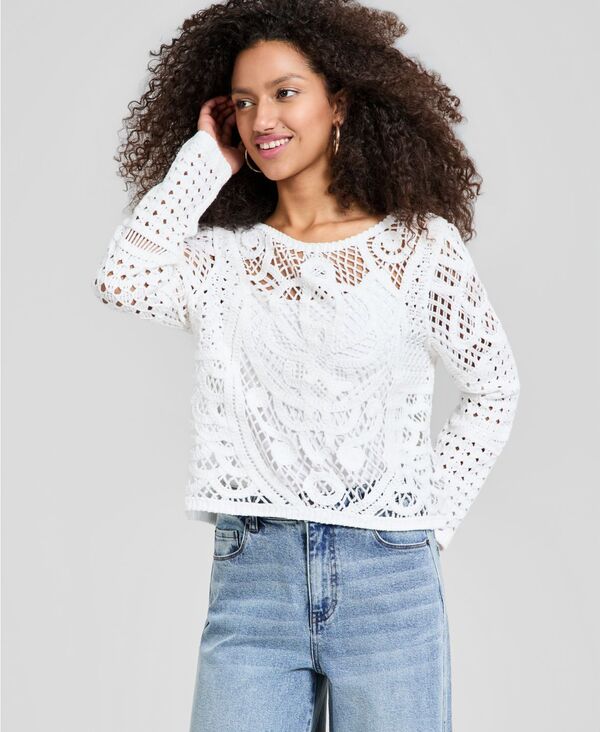 【送料無料】 アンドノウディス レディース ニット・セーター アウター Women's Crochet Long-Sleeve Sweater Calla Lilly|ReVida 店