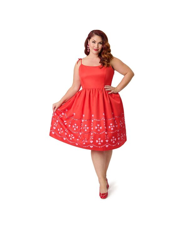 【送料無料】 ユニークビンテージ レディース ワンピース トップス Plus Size 1950s Bobbie Swing Dress Pink w/heart cutouts