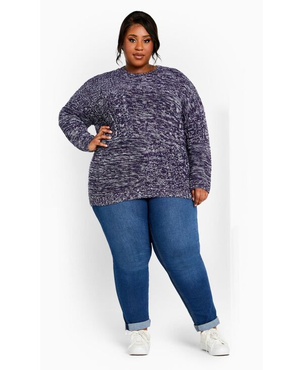 【送料無料】 アベニュー レディース ニット・セーター アウター Women's Plus Size Charli Drop Shoulder Cable Sweater Navy