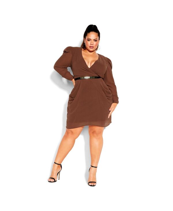 【送料無料】 シティーシック レディース ワンピース トップス Women's Wrap Affair Dress Chocolate