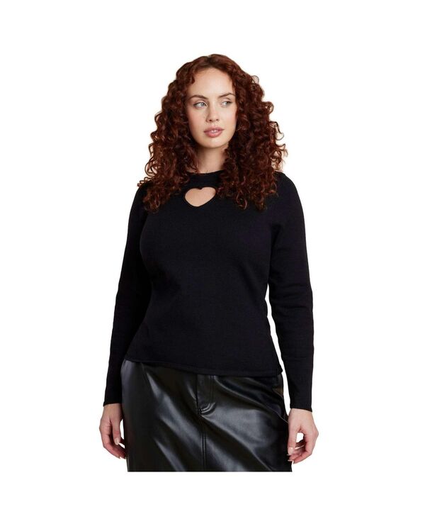 【送料無料】 エロクイ レディース ニット・セーター アウター Women's Heart Cut Out Sweater Black onyx
