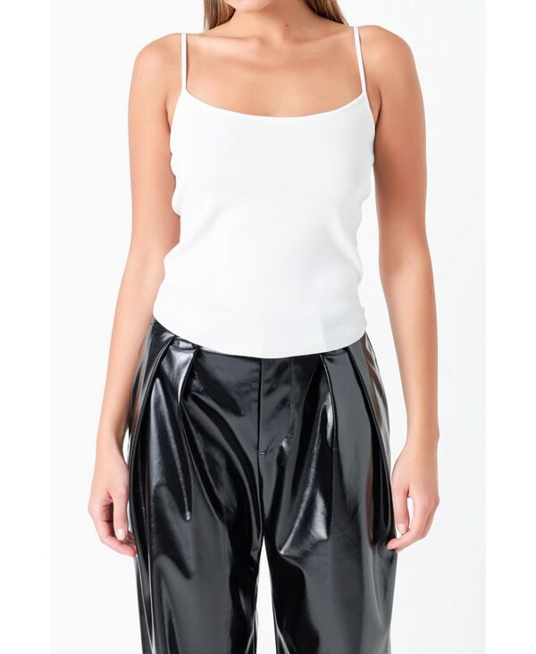 【送料無料】 グレー ラブ レディース タンクトップ トップス Women's Round Hem Knit Tank Top Off white