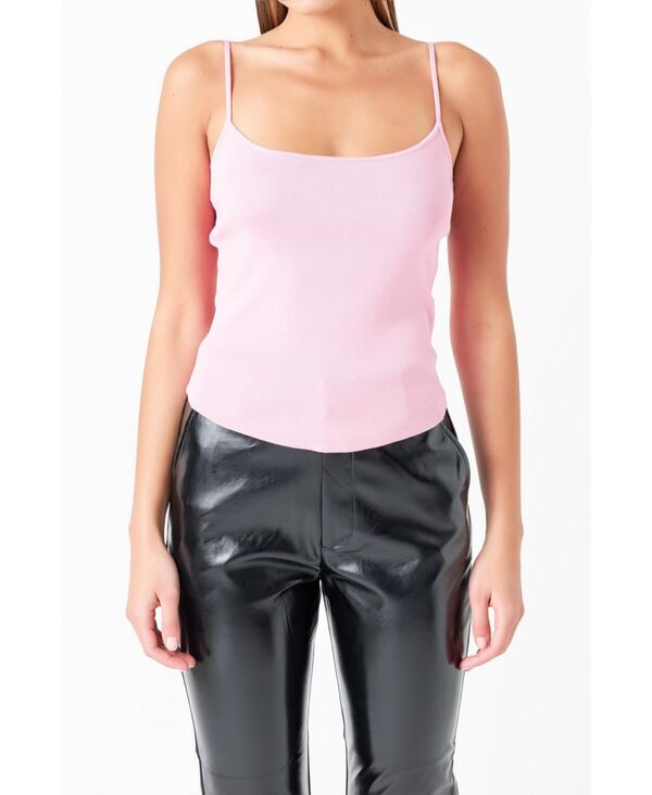 【送料無料】 グレー ラブ レディース タンクトップ トップス Women's Round Hem Knit Tank Top Pink