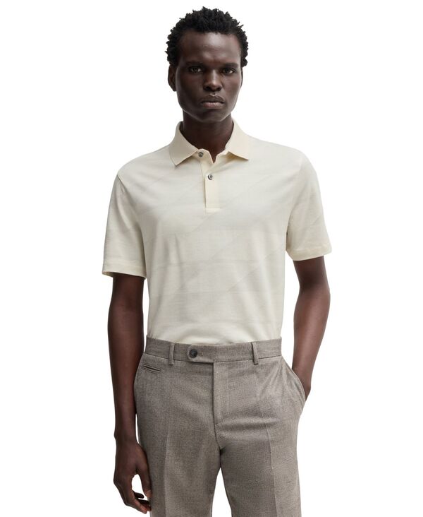 【送料無料】 ヒューゴボス メンズ Tシャツ トップス Men's Jacquard Polo Open White｜ReVida 店 27,170円