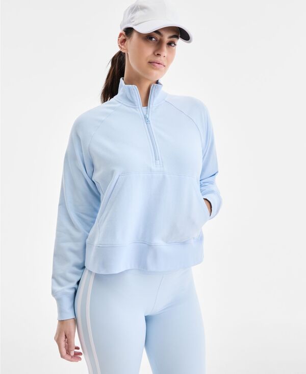 【送料無料】 イデオロギー レディース パーカー・スウェット アウター Women's Solid Fleece Quarter-Zip Sweatshirt Ice Water