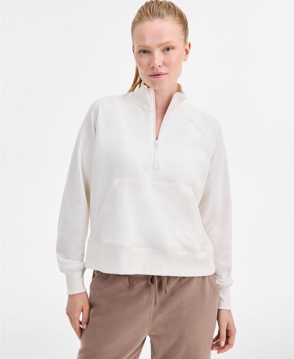 【送料無料】 イデオロギー レディース パーカー・スウェット アウター Women's Solid Fleece Quarter-Zip Sweatshirt Tofu 7,186円
