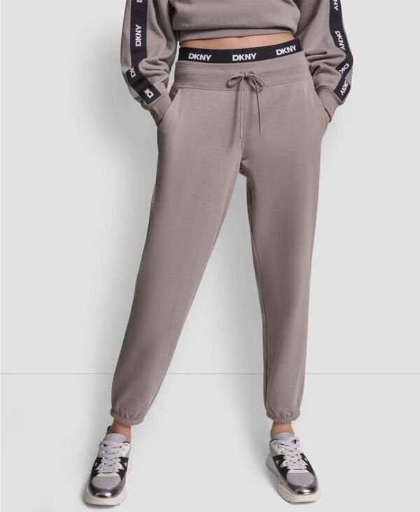 【送料無料】 ダナ キャラン ニューヨーク レディース カジュアルパンツ ボトムス Women's Classic Logo Elastic High-Rise Sweatpants Mushroom